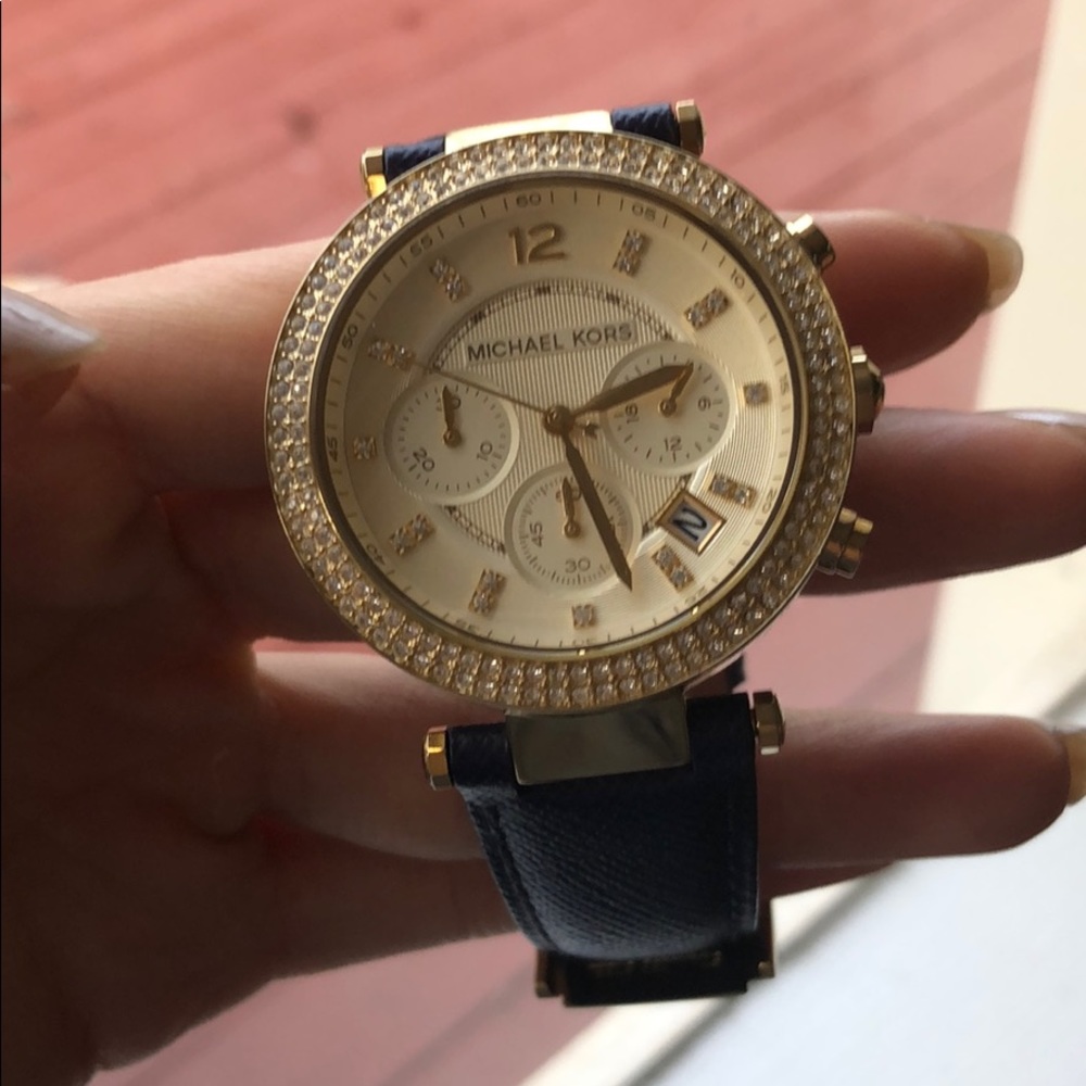 Michael Kors navy & gold watch